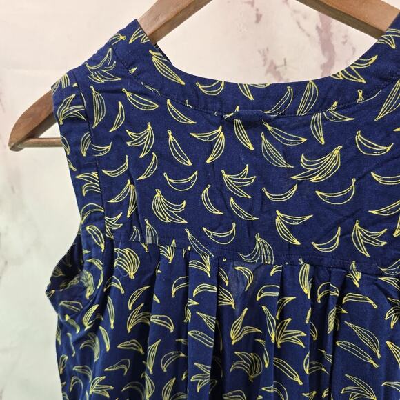 Anthropologie Top Womens XS 00P Banana Navy Blue Tank Boxy Button Oversized - Picture 6 of 10